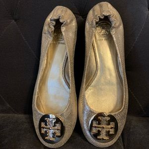 Champagne/Gold glitter Tory Burch Flats